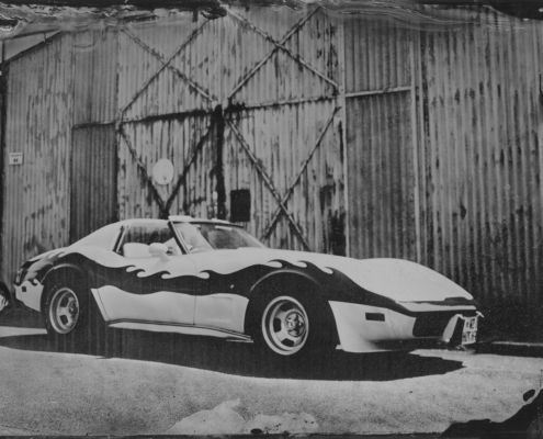 Chevrolet Corvette C3 Bj. 1977 – Weiß mit Flammendekor, Besitzer Frank Heinisch